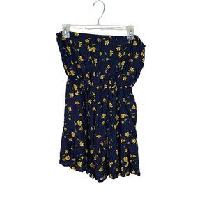 Justify‎ Navy Blue With Yellow Floral Print Strapless Size Medium Romper